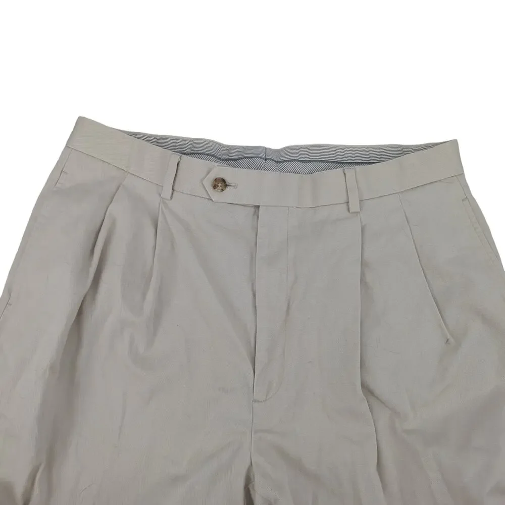 EUC Brooks Brothers White Cotton Pleated Dress Pants Mens 35x29 Dry Clean Cuffed - Picture 8 of 13